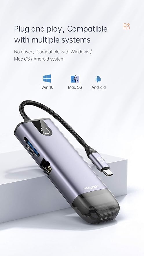 Mcdodo USB C Hub Adapter 8 in 1 Type C Hub with Ethernet Port 4K HDMI3 USB 3.0 PortsSD/TF Card Reader100W USB C PD Charging Thunderbolt 3 Compatible with MacBook Pro AirChromebook PixelPhone