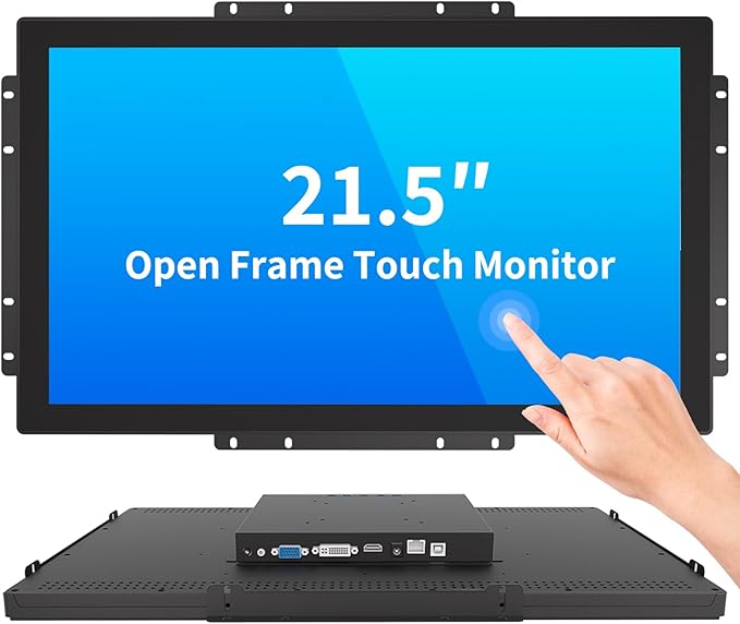 21.5 Inch Open Frame Touch Monitor PCAP 10-Point Touch Industrial Touchscreen Monitor with HDMI/VGA/DVI Interface Active Matrix TFT LCDLED Backlight with VESA Mount