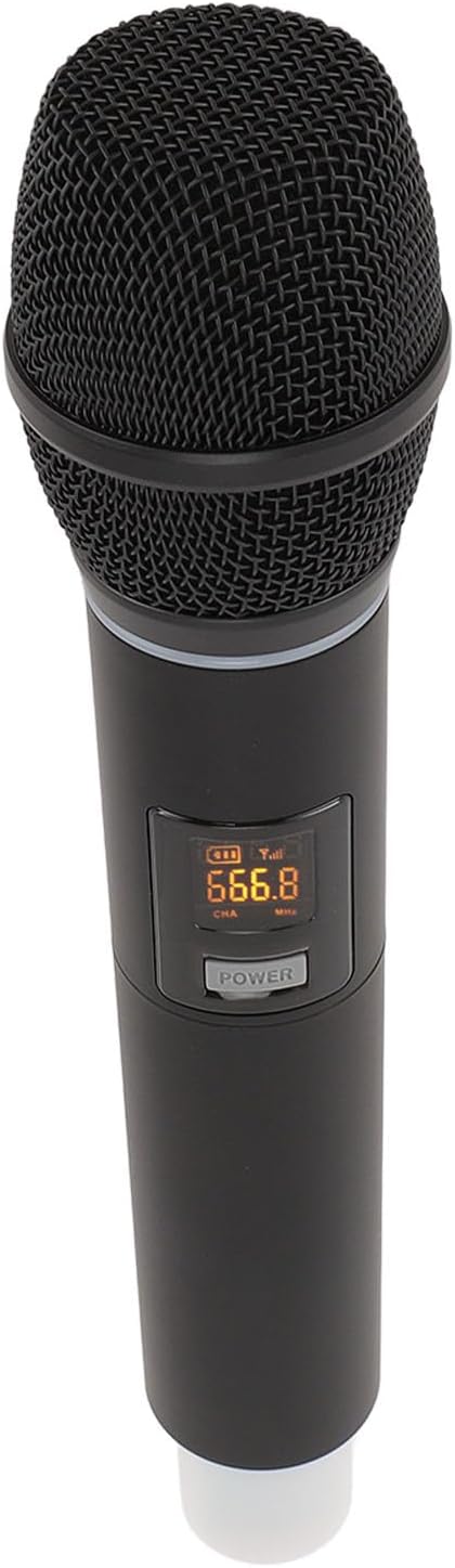 Pongnas Wireless Microphone UHF Rechargeable Cordless Dynamic Mic with Ambient Lights 6.35MM Plug &amp Play 100m Range for Karaoke Stage