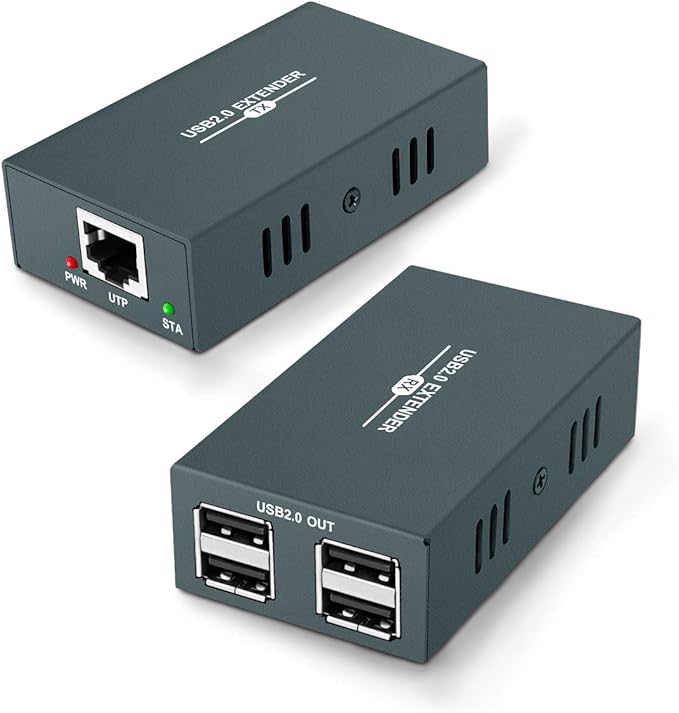 USB 2.0 Hub Extender Kit - 4 Hubs 165ft (50m) Up to Cat7 LAN Plug &amp Play No Driver Needed