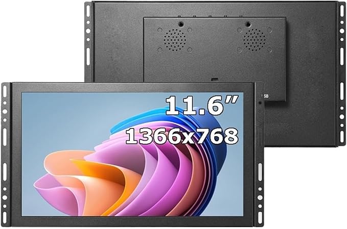 1pc 11.6 Inch 1366 * 768 Open Frame IPS Metal Industrial Grade VGA for HDMI USB-Capacitive/Resistive Touch Screen Monitor(Resistive Touch)