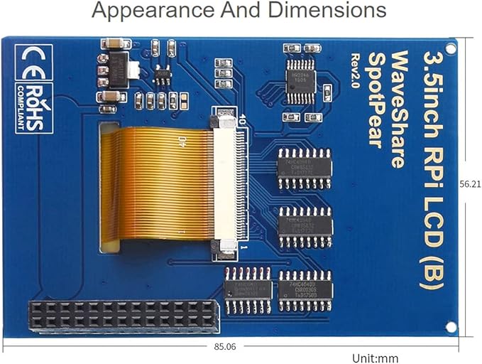Waveshare 3.5inch Resistive Touch Display Compatible with Raspberry Pi 5/4B/3B/Zero/Zero W/Zero 2W/Pico/Pico W/Pico WH 480×320 IPS Screen SPI
