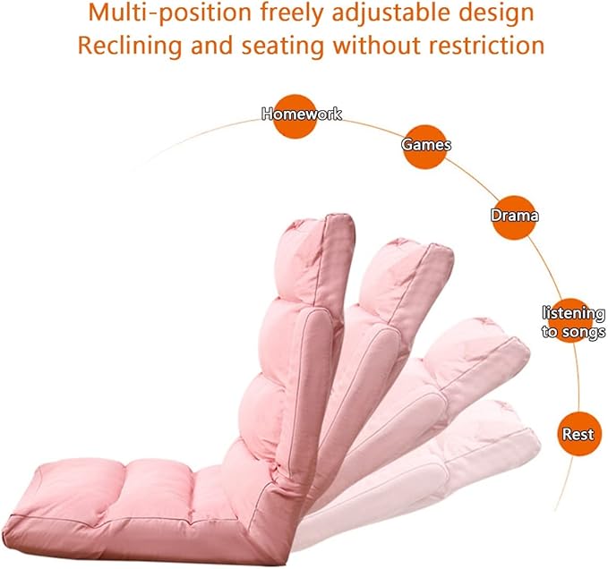 YCKEGEW Lounge Chair for Bedroom with Pillow Gaming Chair for KidsSingle Sofa Bed Arm Chair42 Positions AdjustableFloor Couch ReclinerMeditation Chair Padded Sleeper Bed (Color : Orange)