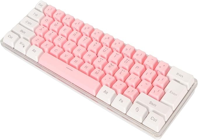 Generic Mini 61 Keys Wired Gaming Keyboard RGB 60 Percent Imitated Mechanical Compact for Typist (White Pink)