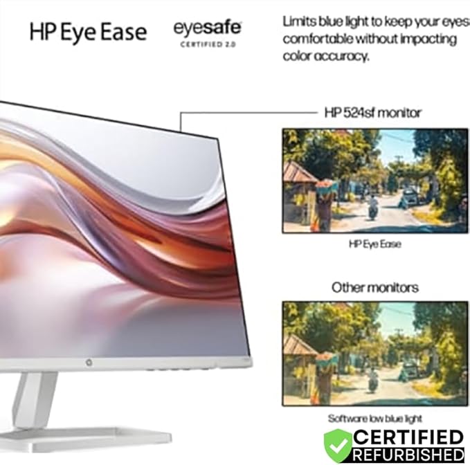 HP 94C17AA#ABA 524sf Series 5 24 inch FHD 100Hz 1500:1 5ms IPS Monitor Black/Silver (Renewed) Bundle with 2 YR CPS Enhanced Protection Pack