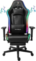 TBQATNTS Ergonomic Video Game Chair with MassageRacing Executive Ergonomic Adjustable Swivel Task ChairErgonomic Massage Computer Gaming Chairwith SpeakersLed Lightsfor Office Or GamingBlack