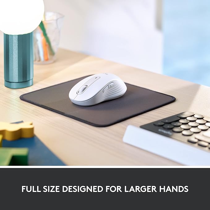 Logitech Signature M650 L Full Size Wireless Mouse - for Large Sized Hands Silent Clicks Customizable Side Buttons Bluetooth for PC/Mac/Multi-Device/Chromebook - Off White (Renewed)