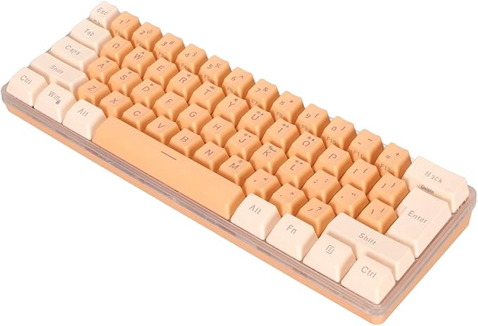 GOTOTOP 60% Wired Gaming Keyboard RGB Mini Keyboard with 6 Backlight Effects Compact 61 Keys Keyboard for 11 10 8 7 Vista USB Wired Plug and Play (Yellow Orange)