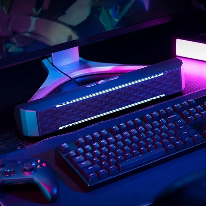 Computer Speakers PC RGB Gaming Sound Bar Portable Speaker for Desktop Monitor Laptop