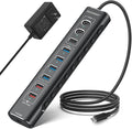 Rosonway 10-Port Powered USB 3.2/USB C Hub 60W with 3x10Gbps USB-3.2 Ports (2C + 1A) 4 USB 3.0 Data Ports 1 USB-C PD and 2 USB-A Fast Charging Ports Aluminum USB Splitter for Laptop/PC RSH-A10QPD
