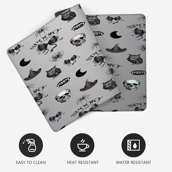 Grey Halloween Skull Owl Large Mouse Pad Gaming Mousepad Desk Mat for Desktop Computer Keyboard Waterproof Mouse Mat Desk Pad with Non-Slip Base for Game School Office Home 35.4 x 15.7