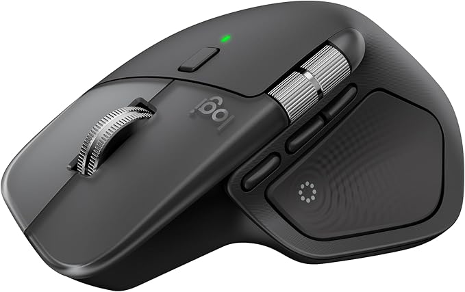 Logitech MX Master 4 for Mac Ergonomic Bluetooth Mouse with Advanced Performance Haptic Feedback Ultra-Fast Scrolling USB-C Charging MacOS iPadOS Windows - Space Black