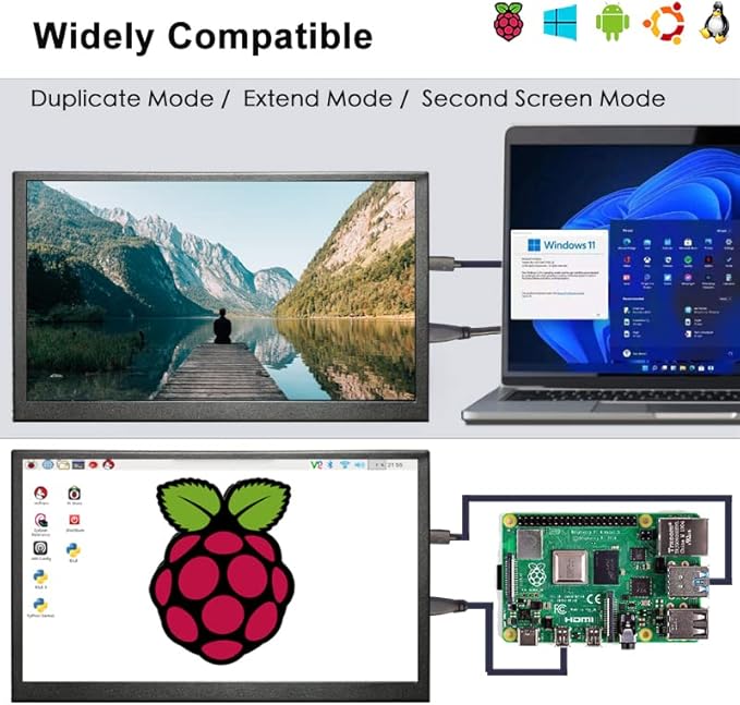 10 inch Monitor Touchscreen Small HDMI Portable Display 1024x600 IPS Computer 10.1 inch Secondary Screen mini Monitors for Windows Mac Laptop PC
