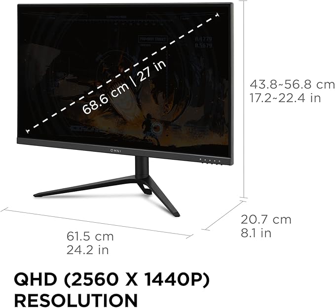 ViewSonic VX2728J-2K 27 Inch Gaming Monitor 1440p 180hz 0.5ms IPS w/FreeSync Premium Advanced Ergonomics HDMI and DisplayPort