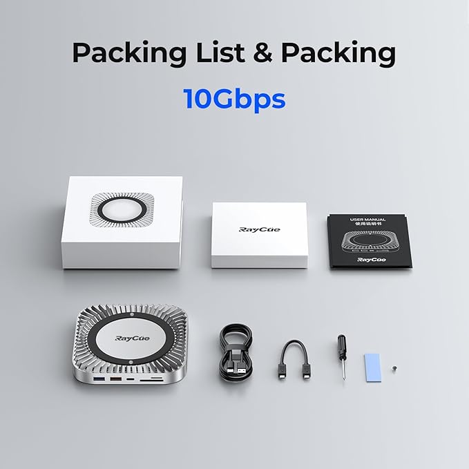 Mac mini M4 Dock Aluminum Mac mini Stand and HDMI Hub for Mac mini M4 and M4 Pro 2024 with M.2 NVMe/SATA SSD Enclosure 4K60Hz HDMI10G USB A/C 5G USB A*2 USB-C Charge SD/TF Audio