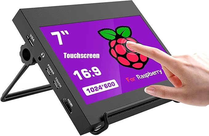 PONPY 7 Raspberry Pi Touchscreen Monitor USB/HDMI Portable Monitor Capacitive Pi Display for PC Phones Raspberry Pi 4B 3B+ 3B 3A+ 2B B+