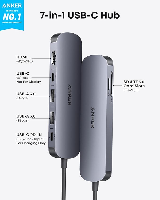Anker USB C Hub 5-in-1 USB Hub for Laptops &amp USB C Hub 7-in-1 Multi-Port USB Adapter (Bundle)