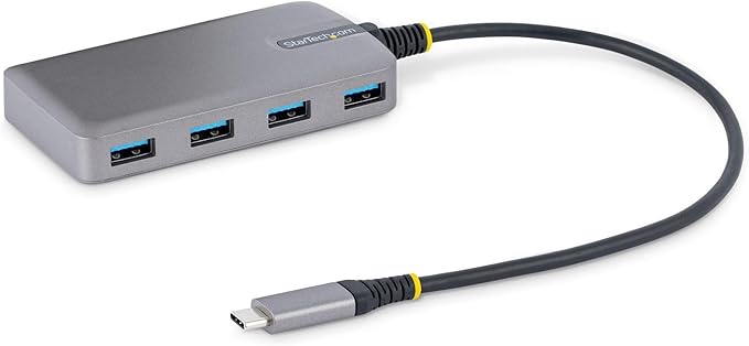 StarTech.com 4-Port USB-C Hub - 5Gbps - Bus Powered - USB C to 4x USB-A Hub w/ Optional Auxiliary Power Input - Portable Desktop/Laptop USB Hub - 1ft (30cm) Cable - USB Expansion Hub (5G4AB-USB-C-HUB)