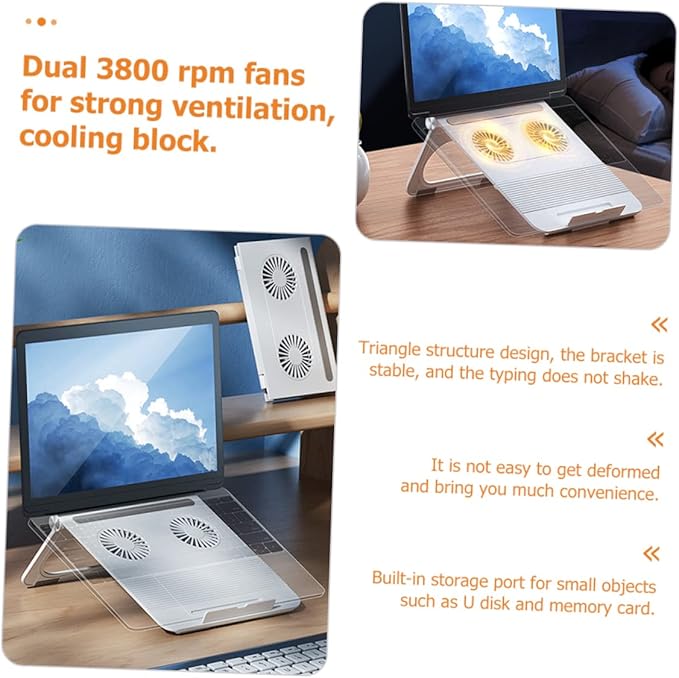 Vaguelly Laptop Cooling Pad Laptop Riser Portable Notebook Stand Computer Riser
