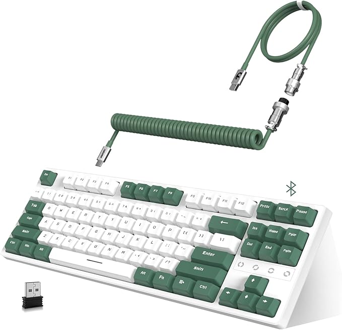 ATTACK SHARK K87 Gaming Keyboard Wireless TKL Mechanical Keyboard2.4G/BT 5.0/Wired Coiled Keyboard CableHot Swappable Tactile SwitchChroma RGB3000 mAh Rechargeable Battery for Windows Mac
