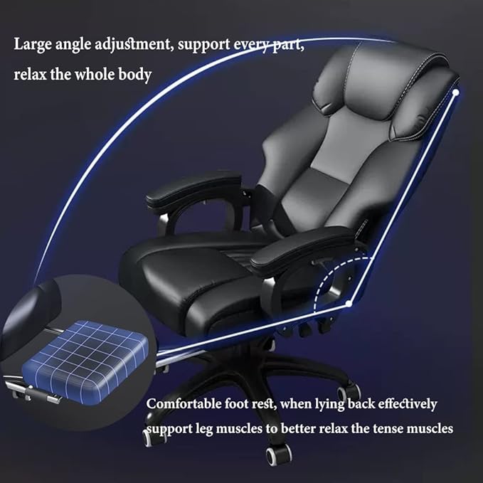 GIZNXBA Massage Office Chair Desk Chair Executive Office Chair High Back Gaming Chair with Soft Armrest Height Adjustable Ergonomic Computer Chair with Lumbar Support (Color : /Khaki)