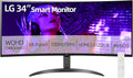 LG 34 Curved Smart WQHD (3440x1440) Monitor 100Hz HDR10 99% sRGB webOS 23 AirPlay 2 Screen Share Built-in Speakers Includes Remote Control