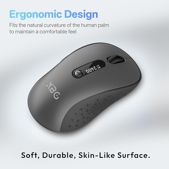 XBG B15pro Wireless Bluetooth Mouse Bluetooth 5.0/4.0 &amp 2.4G Tri-Mode Type-C Rechargeable with LED Screen Display Ergonomic Silent Click for Laptop/PC/Tablet Multi-Device &amp Office Use