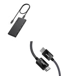 Anker 364 USB C Hub (10-in-1 Dual 4K HDMI) with Max 100W Power Delivery Dual 4K@60Hz HDMI Ports 4 USB-A and USB-C Data Ports &amp 8K@60Hz HDMI Cable Ultra High Speed 4K@120Hz 48Gbps 6.6 ft