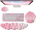 Cloud Wrist Rest Keyboard Pink Mouse Pad Set with Wrist Rest Ergonomic Wrist Pad Memory Foam Non-Slip Base Cute Gradient Wrist Support for Computer Laptop Gaming Home Office Relief Typing Pain
