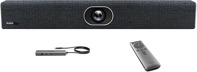 Yealink UVC40-BYOD 4K 60FPS USB Video Conference Camera Teams Zoom Certified 133° Wide Angle Webcam with 8 Microphones and Speakers Audio and Video Conferencing System for Small Huddle Rooms USB-C