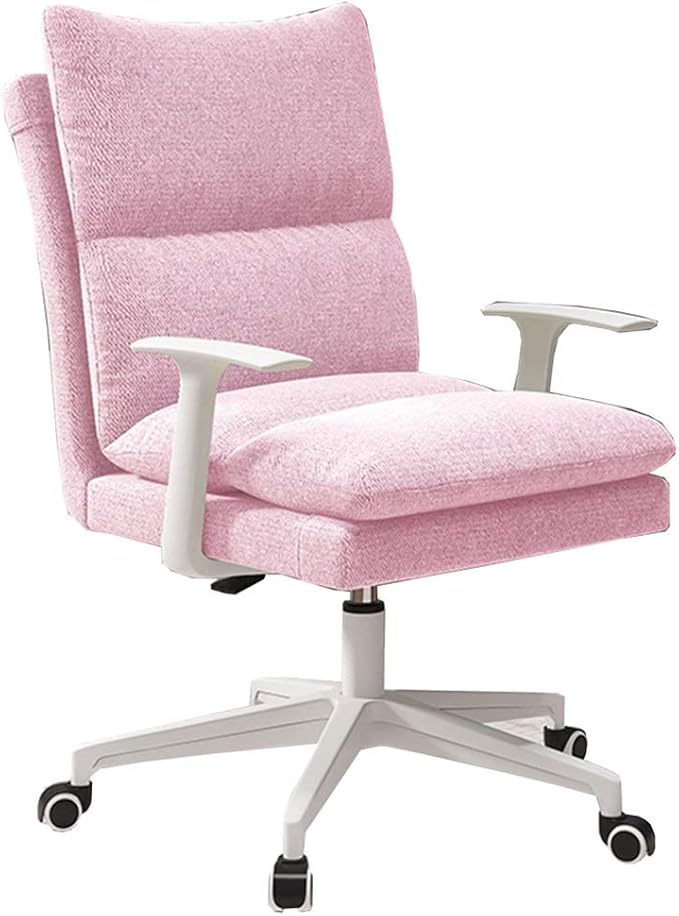 Katzowen Office Computer ChairHome Leisure Computer Chair Comfortable backrest Removable Soft Bag and armrest Gaming Chair Not tiltable Heavy Nylon feet Load-Bearing 120kg (Color : Pink)