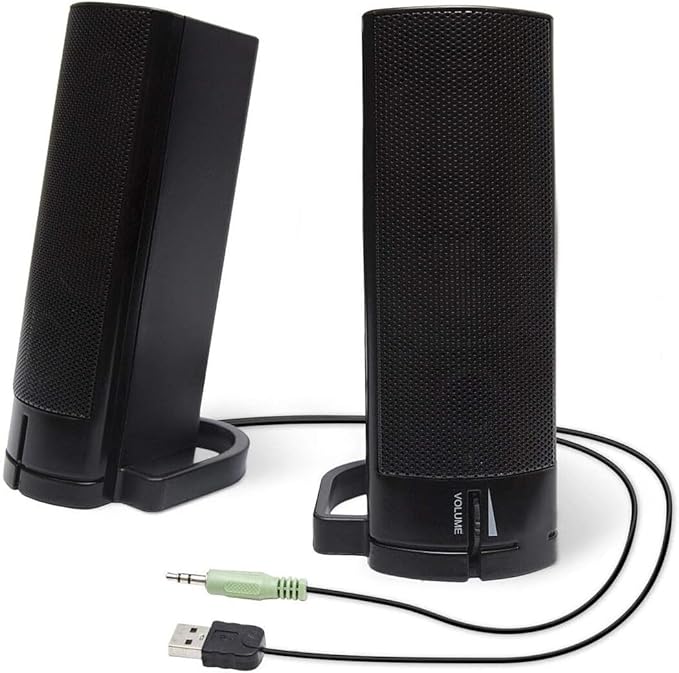 Desktop Monitor Speaker Sound Bar - Stereo Audio for PC &amp Computer - Compact Sound System