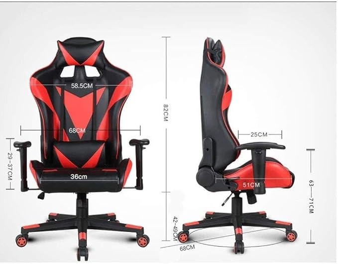 Ergonomic Gaming Office Chair with Reclining Back PU Leather Adjustable Footrest Lumbar &amp Headrest Support(Blue)