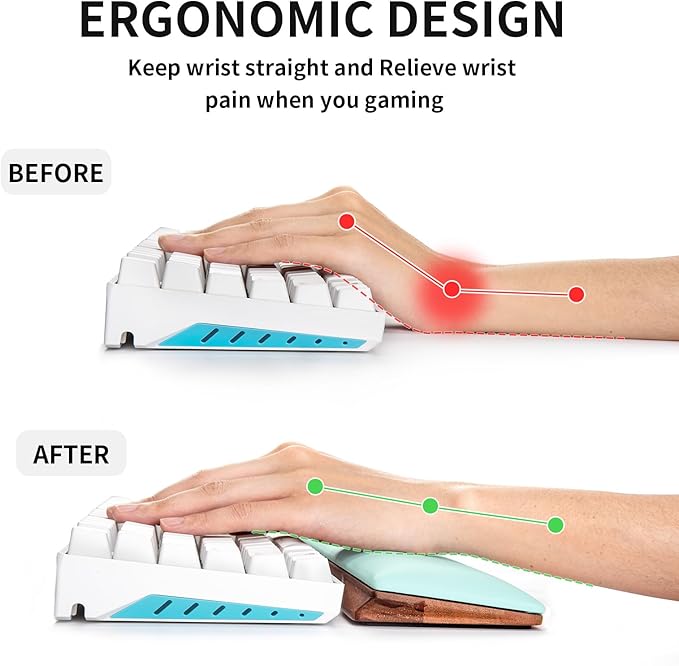 COLORCORAL Wrist Rest for Computer Keyboard Durable Leather Wrist Support with Memory Foam Ergonomic Wooden Arm Rest Wrist Pad for Typing Pain Relief Comfort for Office Gaming
