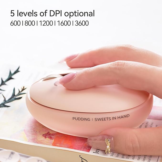 LOFREE Pudding Dual Mode Wireless Mouse with 5 Adjustable DPI Levels Rechargeable Office for Windows MacOS iOS Android Compatible with PC Mac Laptop（Foundation）