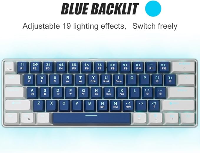abucow 60% Mechanical Gaming Keyboard Red Switch Wired Compact Keyboard Anti-Ghosting No-Conflict 61