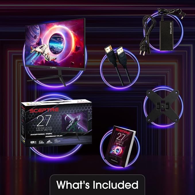 Sceptre New 27-inch Gaming Monitor 165Hz 144Hz 1ms AMD FreeSync Premium HDMI DisplayPort Build-in Speakers 99% sRGB Machine Black 2025 (E275B-FWD168 Series)