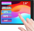 2.8inch DPI LCD Screen Compatible with Raspberry Pi 5/4B/3B+/3B/3A+/Pi Zero/Zero W/WH/Zero 2W 480x640 Resolution IPS Display 5-Points Capacitive Touch Control Optical Bonding Toughened Glass Cover