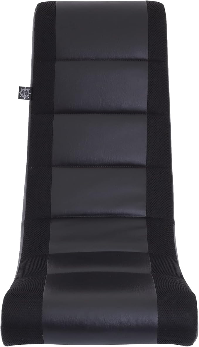 The Crew Furniture Classic Video Rocker Gaming Chair for Kids and Teens PU Faux Leather &amp Polyester Mesh Black/Black