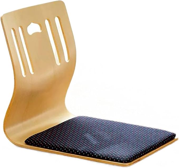 Aimeryup Tea Table Legless Chair Floor Chair Wooden Fabric Cushion Set Back Support Lazy Hotel Parlour 37X46X43CM(Size:37X46X43CMColor:D)