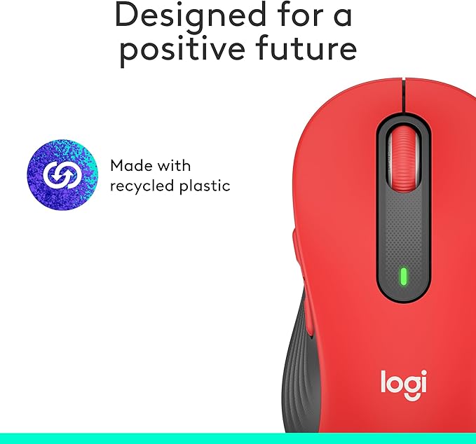 Logitech Signature M650 L Full Size Wireless Mouse - for Large Sized Hands 2-Year Battery Silent Clicks Customizable Side Buttons Bluetooth for PC/Mac/Multi-Device/Chromebook - Classic Red