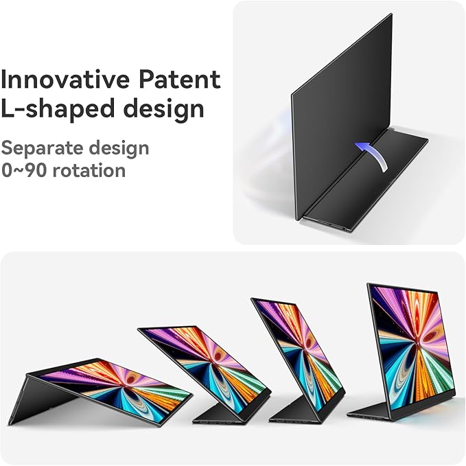 EHOMEWEI Q5 Portable Monitor 2.5K 120Hz 16 QLED 2560 * 1600 400 Nits HDR 100% DCI-P3 1500:1 sRGB FreeSync 16:10 Widescreen Eye Care Laptop/PC/Phone/Game Console