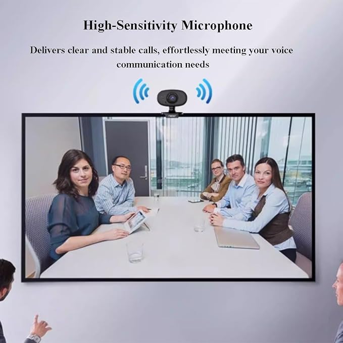 GIZNXBA 1080p Webcam for PC USB Webcam with Noise-Canceling Microphone Automatic Light Correction Technology Seamless Plug-and-Play Setup for Desktop Laptop Meeting