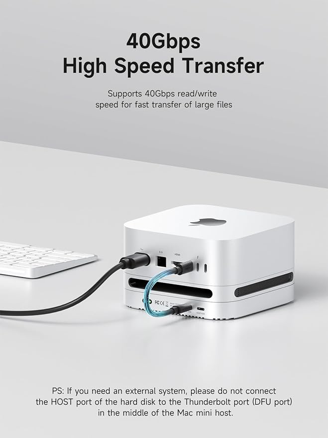 Hagibis Mac mini M4 Hub with 40Gbps M.2 SSD Enclosure &amp Dustproof Stand Dual USB-C Docking Station with NVMe SSD Case SD4.0 Micro SD 4.0 10Gbps USB3.2 for Mac mini M4 Pro (MC650)