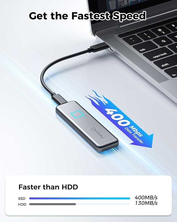 NEWQ 1TB Touch Portable SSD for USB C Device (with No-Cost APP) Backup Encryption Fingerprint External SSD for iPhone 17/16/15 Android Mac/Win Laptop (Not for iPhones/iPad with Lightning Port)