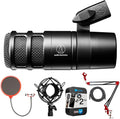 Audio-Technica Hypercardioid Dynamic Podcast Microphone AT2040 Bundle with 2 YR CPS Enhanced Protection Pack Metal Shock Mount Pop Filter Suspension Boom Scissor Arm Stand and 25ft XLR Cable