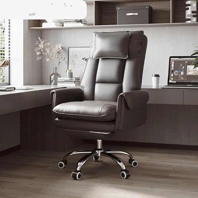 Managerial Chairs Comfortable Sofa Office Chair Gaming Chair Computer Chair Leather ecutive Chair backrest with footrest Reclining Swivel Chair(C)