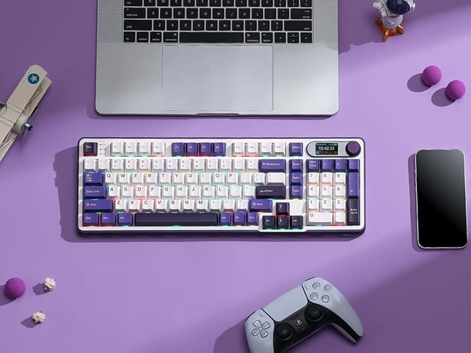 RK ROYAL KLUDGE S98 Mechanical Keyboard w/Smart Display &amp Knob Top Mount 96% Wireless Mechanical Keyboard BT/2.4G/USB-C Hot Swappable Software Support Massive Battery 98 Keys