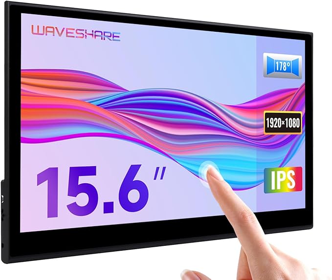 waveshare 15.6inch QLED Quantum Dot Display 1920×1080 Compatible with Raspberry Pi 5/4B/3B/Zero/Zero W/Zero 2W/Pico/Pico W/Pico WH Jetson Nano/ VisionFive2/ PC