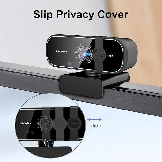 C28 1080P Webcam with Privacy Cover and Tripod Stand PC Camera with Noise-Cancelling Mic Auto Light Correction Plug and Play Web Camera for Streaming Zoom/Facetime